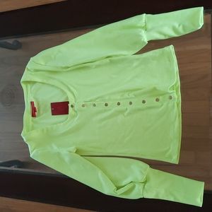 Jennifer Lopez neon long sleeve ribbed shirt